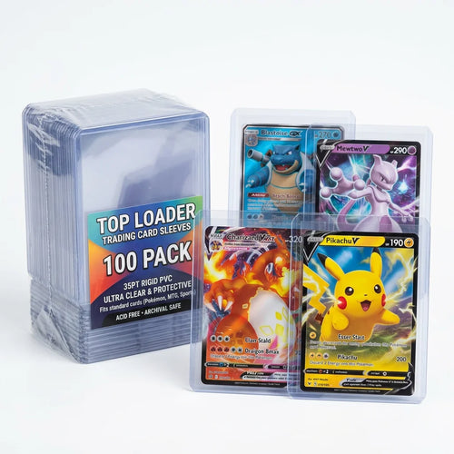 Hard Plastic Card Top Loaders - Rigid Sleeves for Trading Cards (100-Pack)