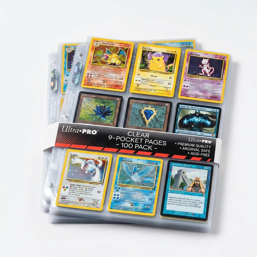 9-Pocket Trading Card Page Protectors - Binder Sleeves (100-Pack) - Premium TCG Protection by Red Node